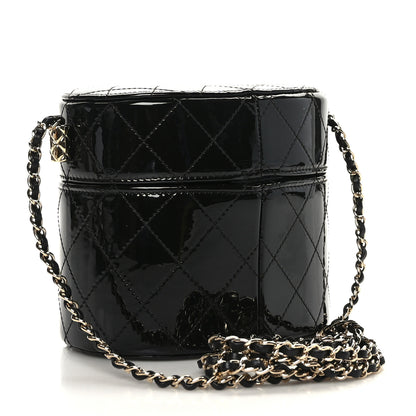 Chanel Patent Quilted Round Clutch With Chain Black 3 of 10
