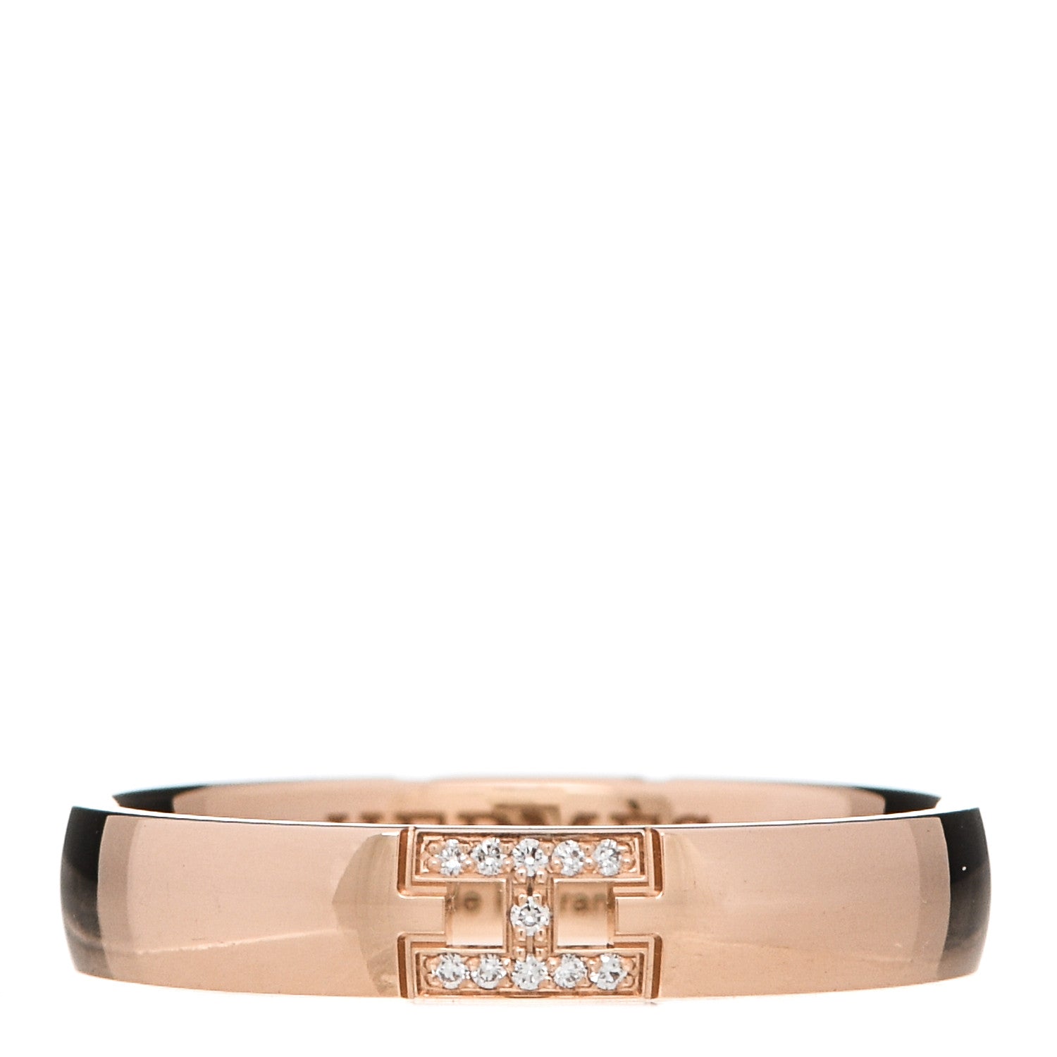 Hermes 18K Rose Gold Diamond Ever Herakles Wedding Band Ring 54 7 1 of 5