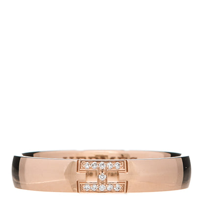 Hermes 18K Rose Gold Diamond Ever Herakles Wedding Band Ring 54 7 1 of 5