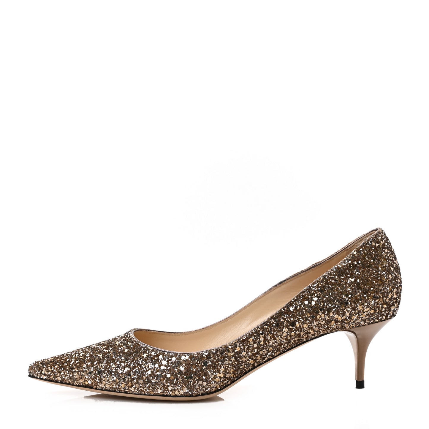Coarse Glitter Fabric Pointy Toe Aza 40 Pumps 39.5 Antique Gold
