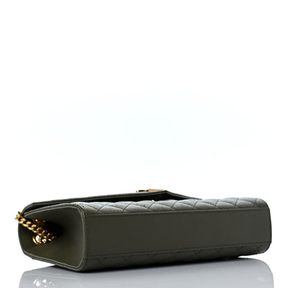Saint Laurent Grain De Poudre Textured Mixed Matelasse Triquilt Medium Monogram Satchel Army Green 3 of 7