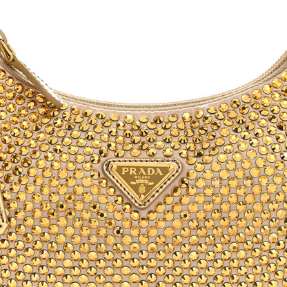 Prada Satin Crystal Mini Re-Edition 2000 Bag Platino 8 of 10