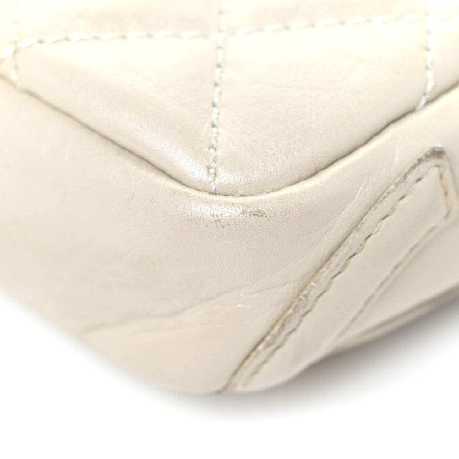 Chanel Aged Calfskin Quilted Cotton Club Pochette White 8 of 15