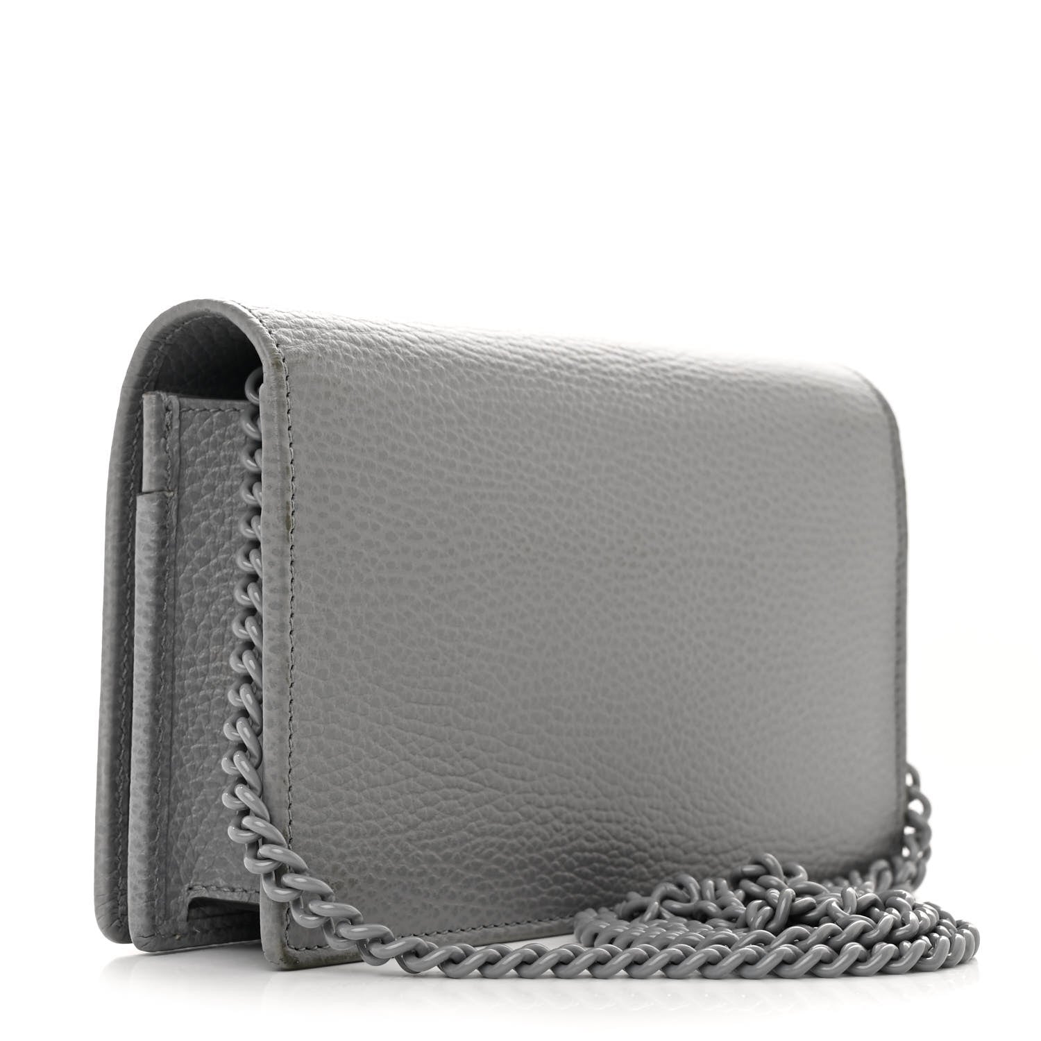 Gucci Dollar Calfskin Enamel Monochrome Mini GG Marmont Chain Wallet Deep Grey 3 of 10