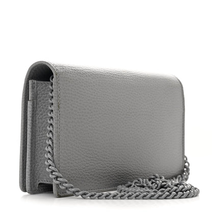 Gucci Dollar Calfskin Enamel Monochrome Mini GG Marmont Chain Wallet Deep Grey 3 of 10
