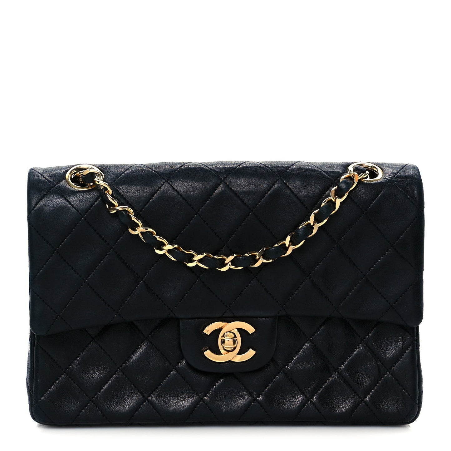 Lambskin Quilted Small Double Flap Black