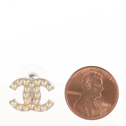 Chanel Pearl CC Earrings Silver 2 of 5