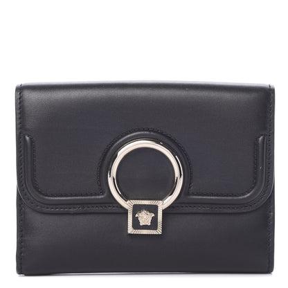 Versace Calfskin Medusa Compact Wallet Black 1 of 9
