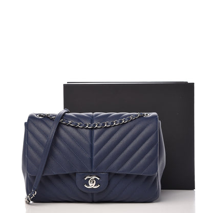 Chanel Caviar Chevron Quilted Large Puffy CC Flap Navy 8 of 8
