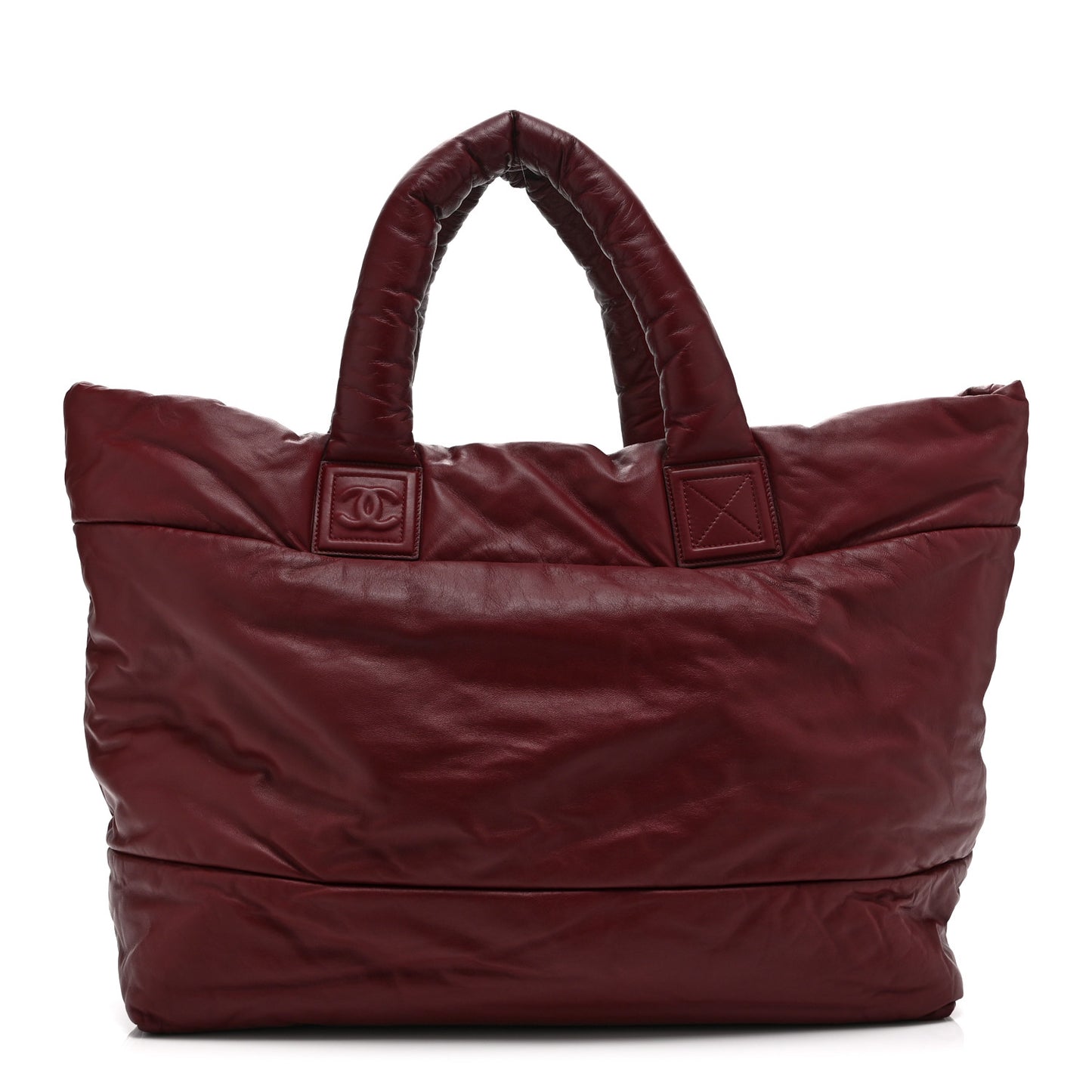 Lambskin Quilted Extra Large Coco Cocoon Reversible Tote Burgundy