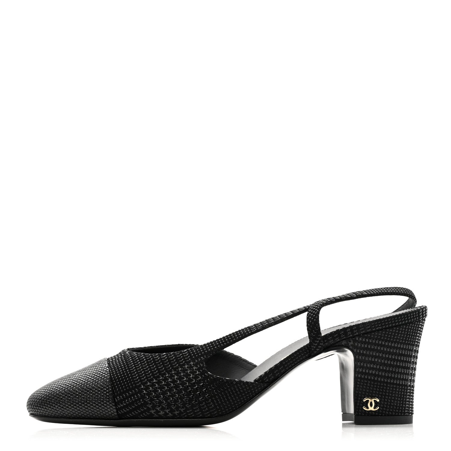 Chanel Suede Kidskin Cap Toe CC Slingback Pumps 39 Black 1 of 10