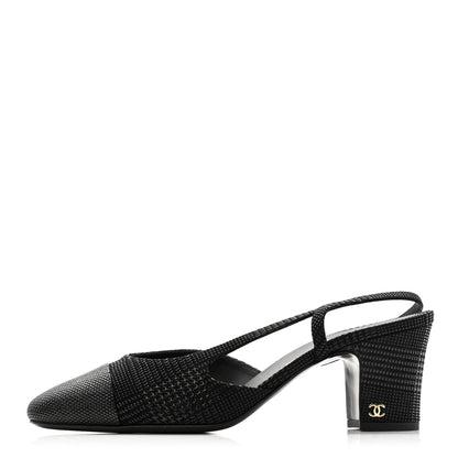 Chanel Suede Kidskin Cap Toe CC Slingback Pumps 39 Black 1 of 10