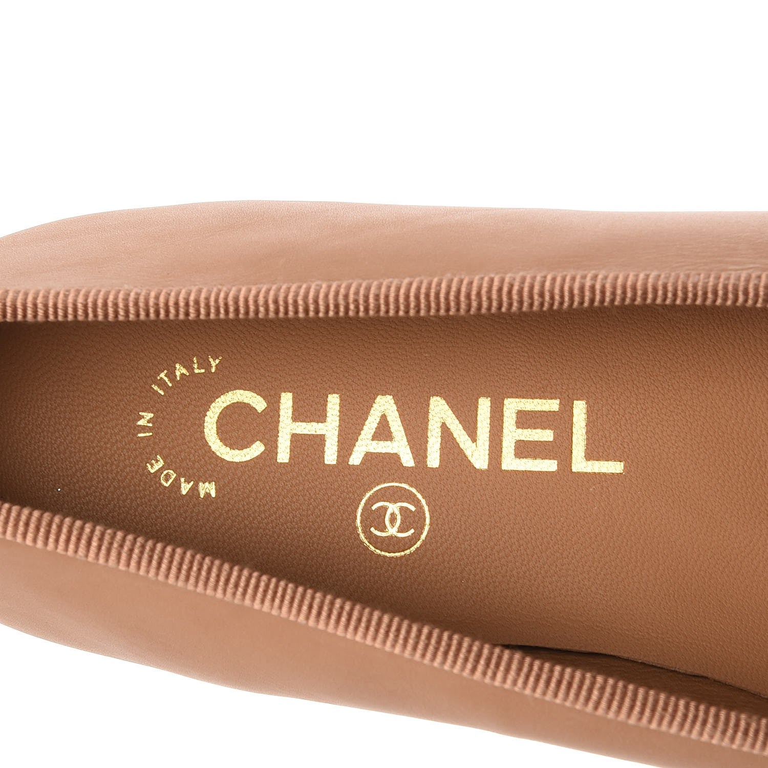 Chanel Lambskin Cap Toe Ballerina Flats 38.5 Beige Black 7 of 9