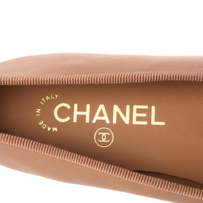 Chanel Lambskin Cap Toe Ballerina Flats 38.5 Beige Black 7 of 9