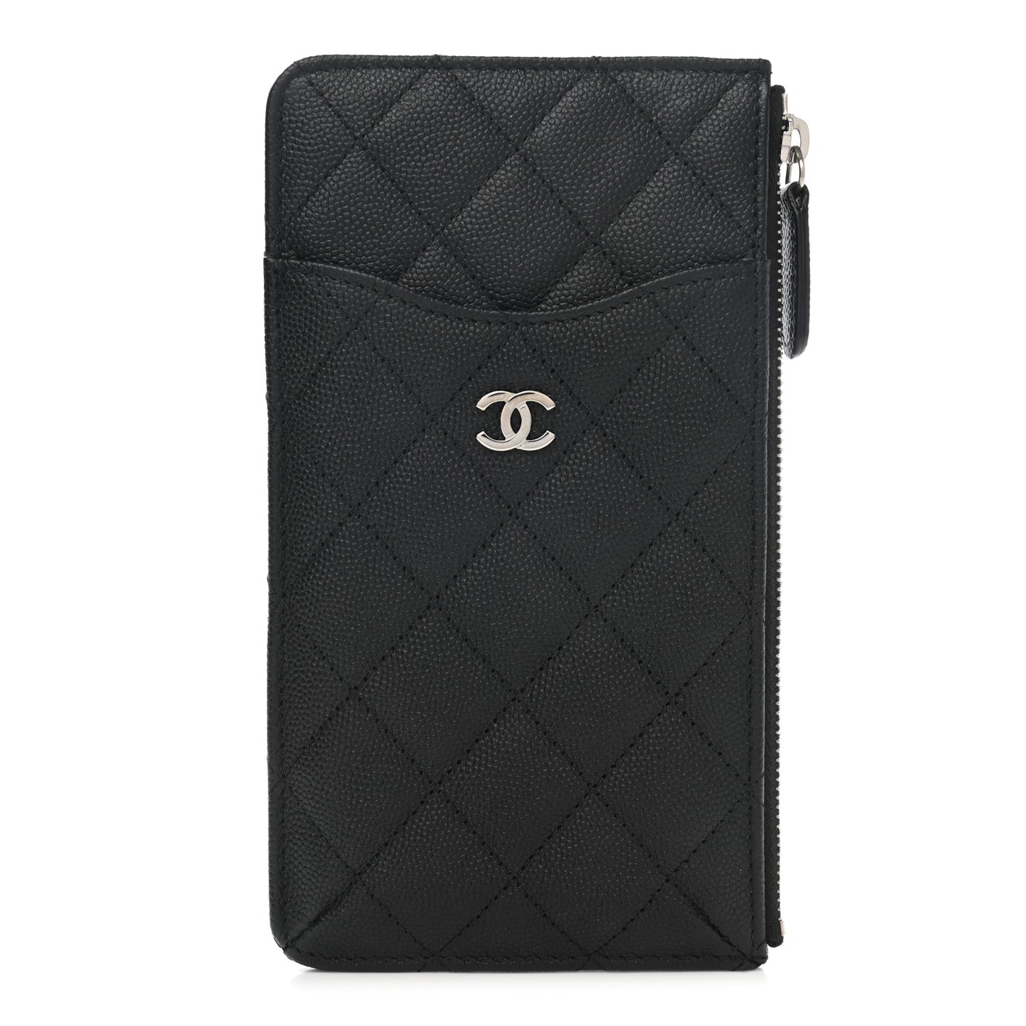 Caviar Quilted Classic Flat Wallet Pouch Black
