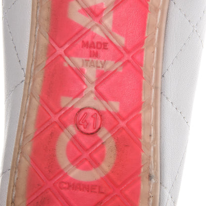Chanel Lambskin Quilted Cambon Ballerina Flats 41 White Black 7 of 10