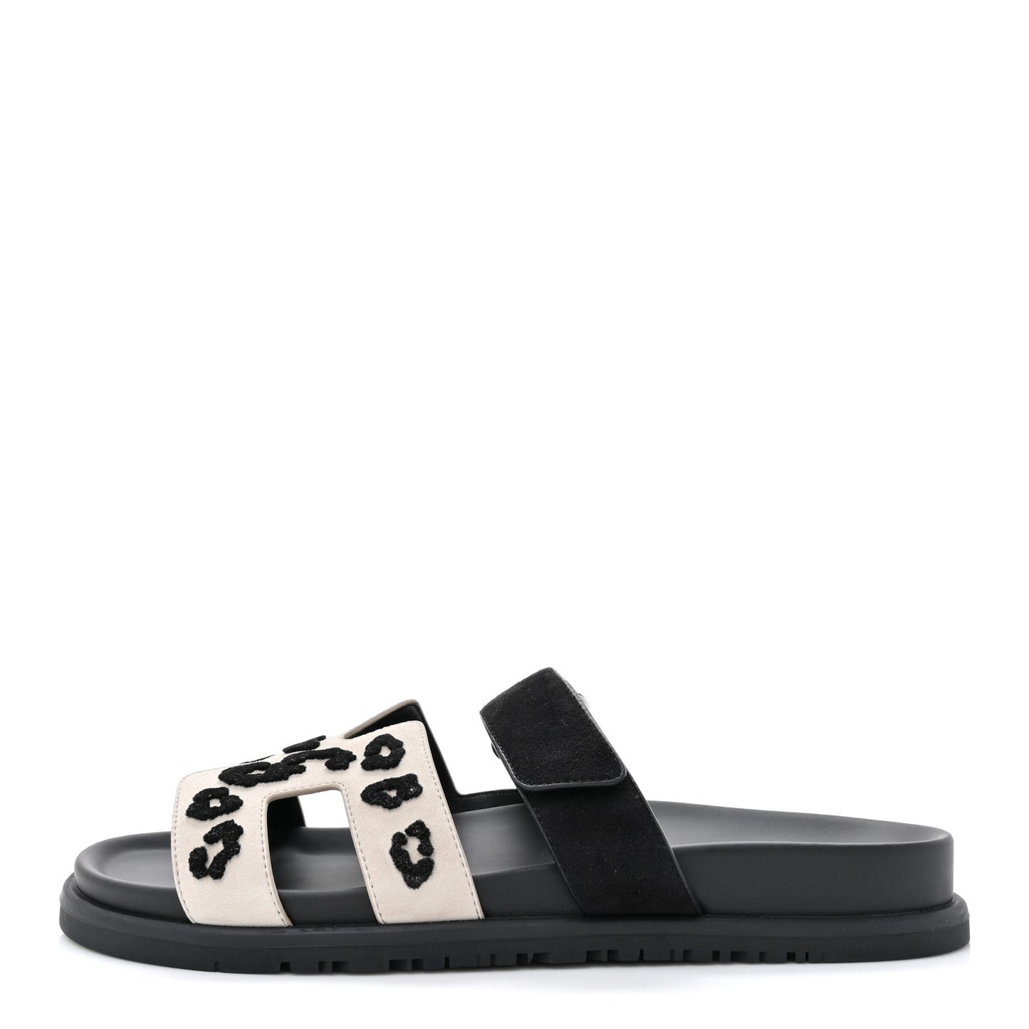 Suede Goatskin Womens Leopard Chypre Sandals 40 Beige Esquisse Black