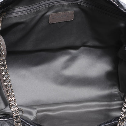 Chanel Metallic Calfskin Perforated Large Drill Accordion Flap Black 5 of 7
