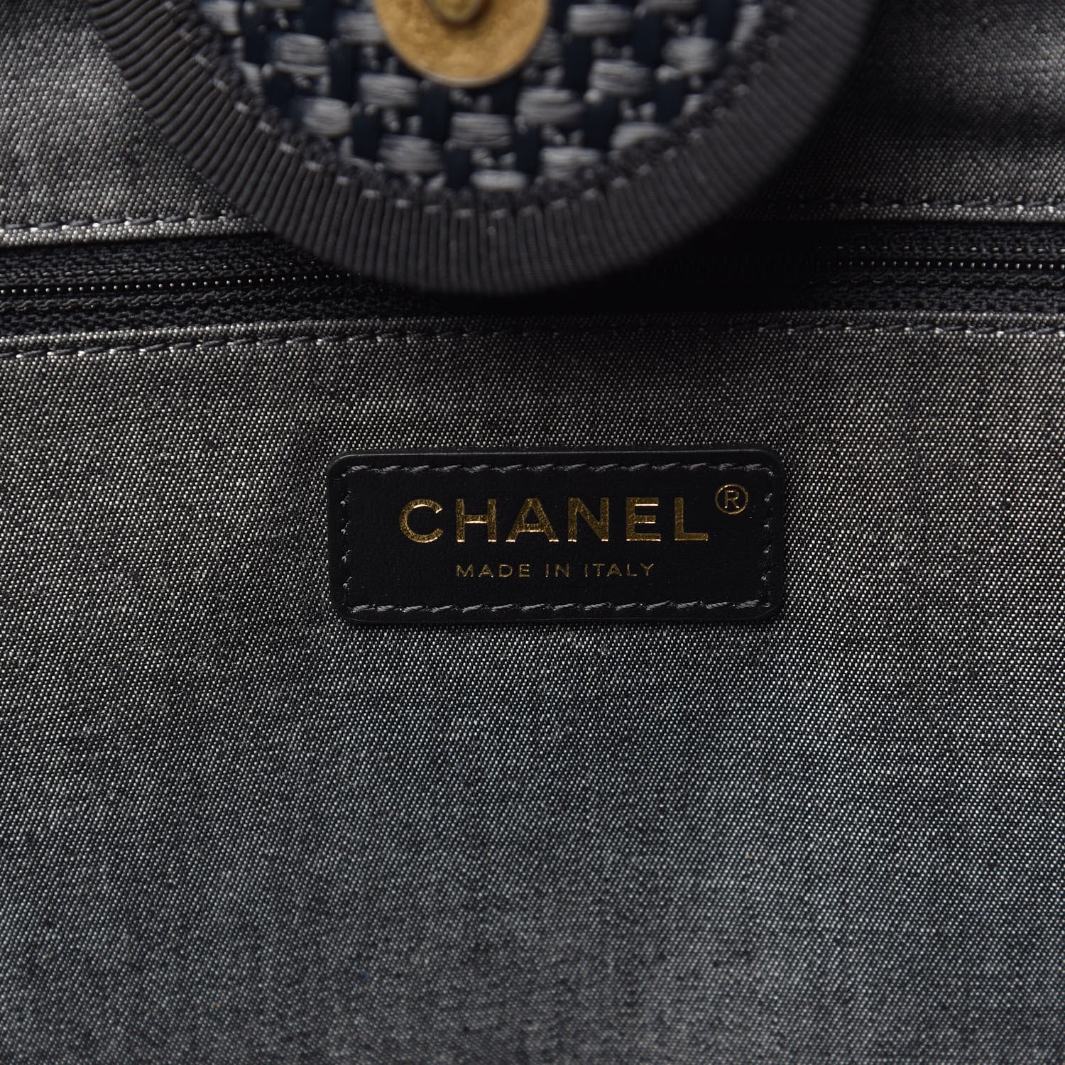 Chanel Straw Raffia Calfskin Chain Medium Deauville Tote Black 7 of 11