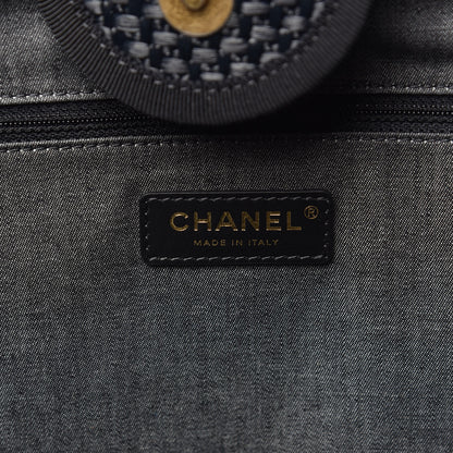Chanel Straw Raffia Calfskin Chain Medium Deauville Tote Black 7 of 11