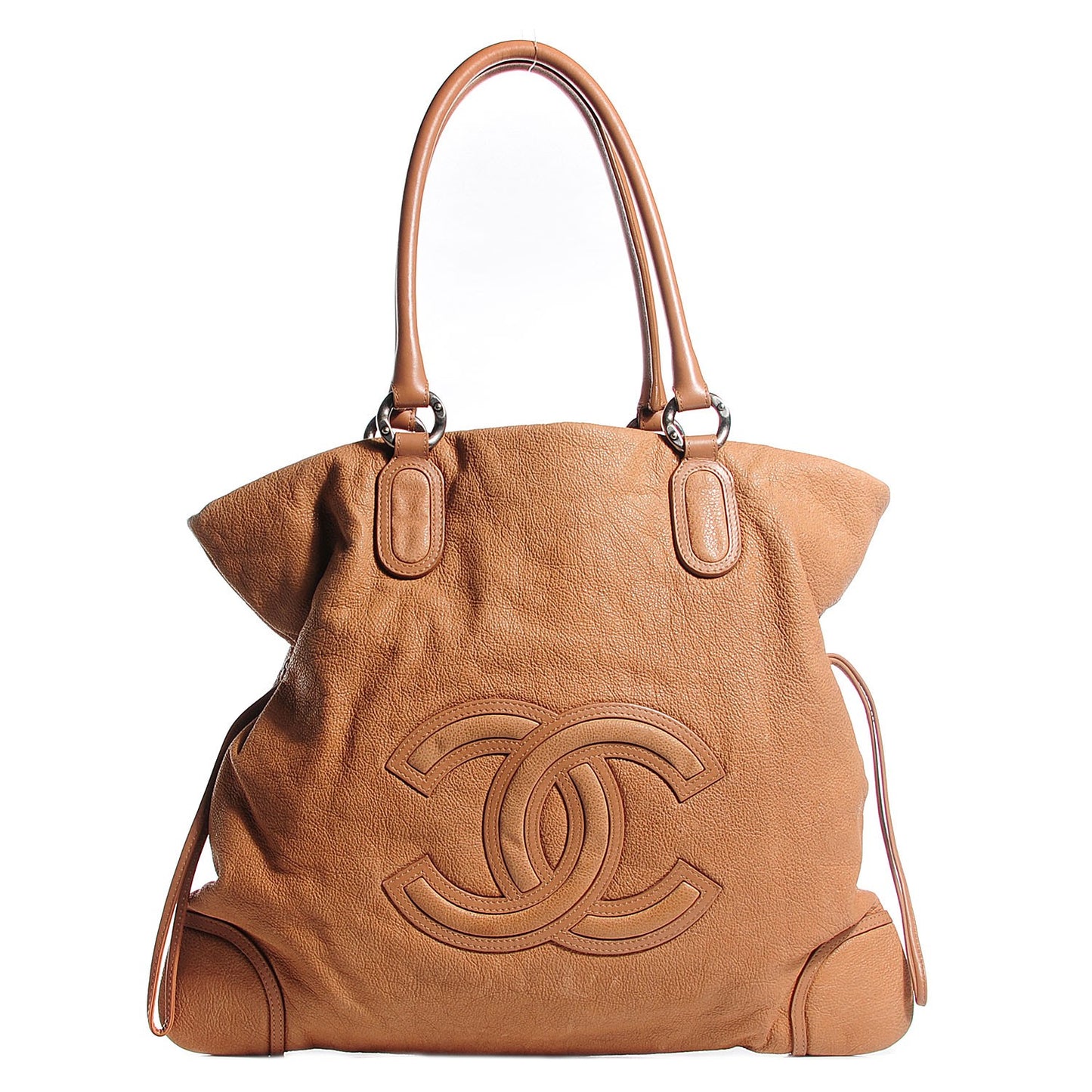 Calfskin CC Shoulder Bag Dark Beige