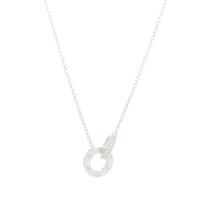 Cartier 18K White Gold Diamond Interlocking LOVE Paved Necklace 6 of 6