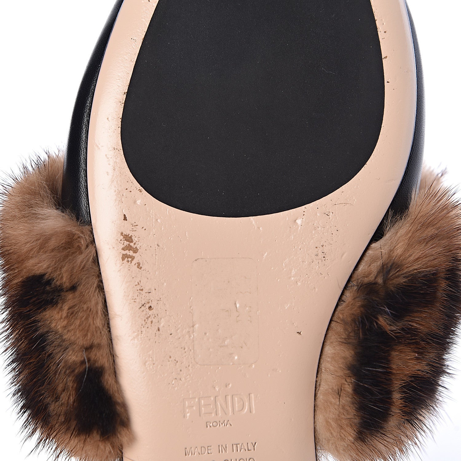 Fendi Calfskin Mink Fur FF Flat Mules 40 Black 10 of 12