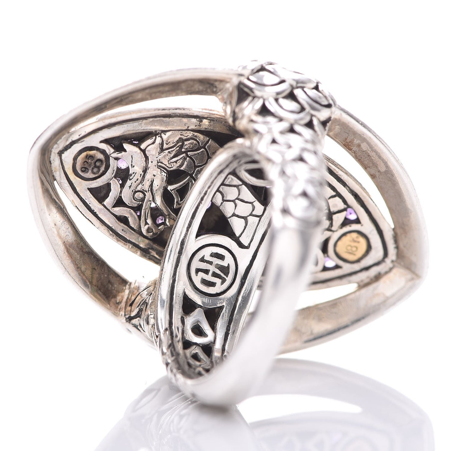 Sterling Silver 18K Yellow Gold Amethyst Naga Ring 57 8