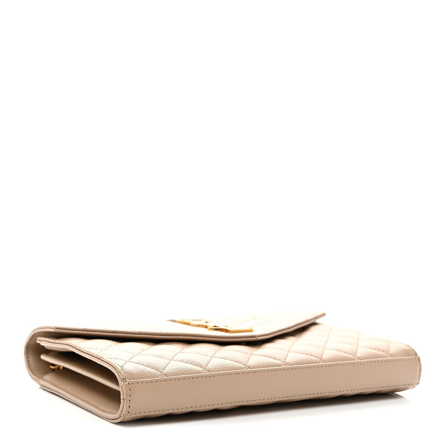 Grain De Poudre Mixed Matelasse Triquilt Monogram Chain Wallet Dark Beige