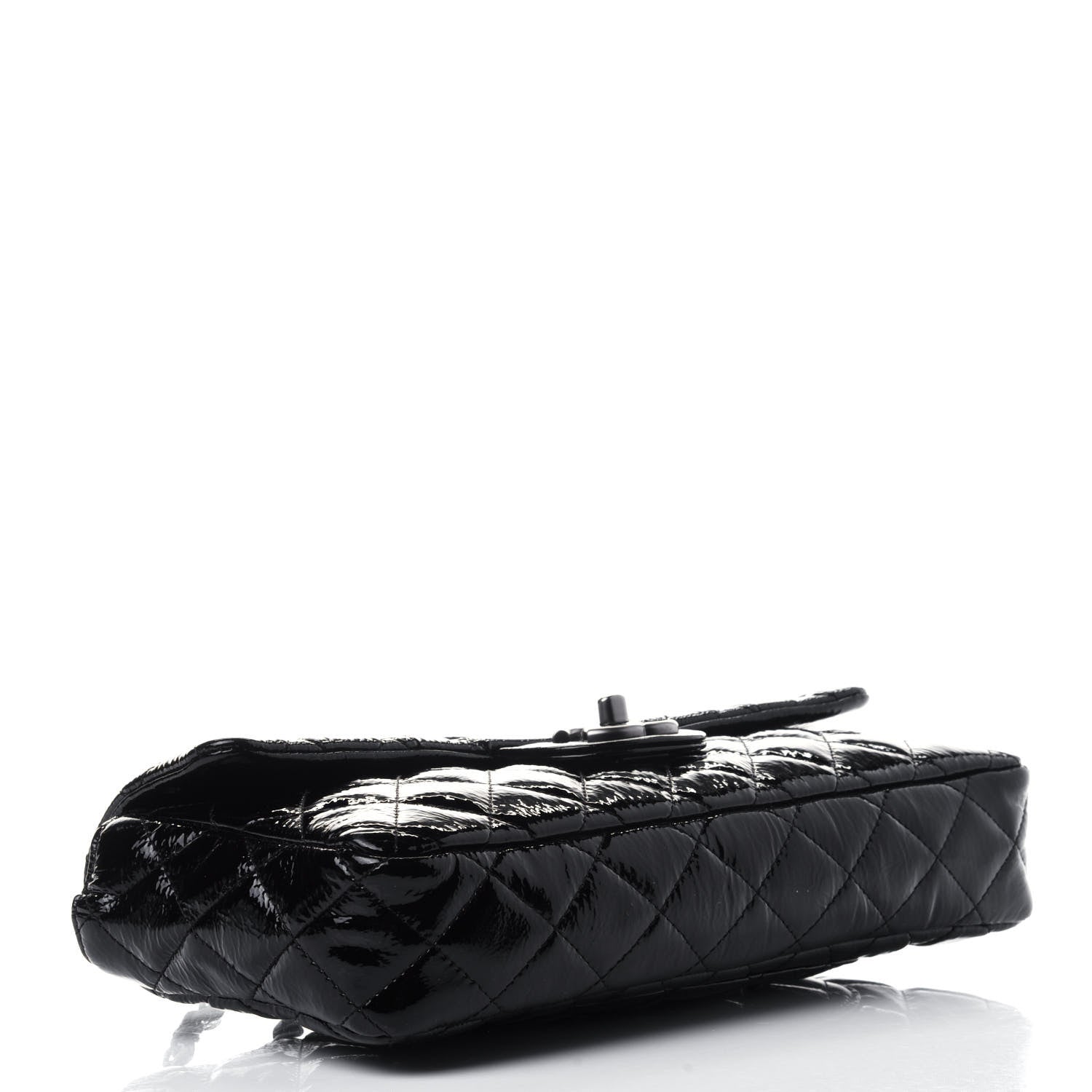Chanel Distressed Patent Quilted East West Flap Black 3 of 5
