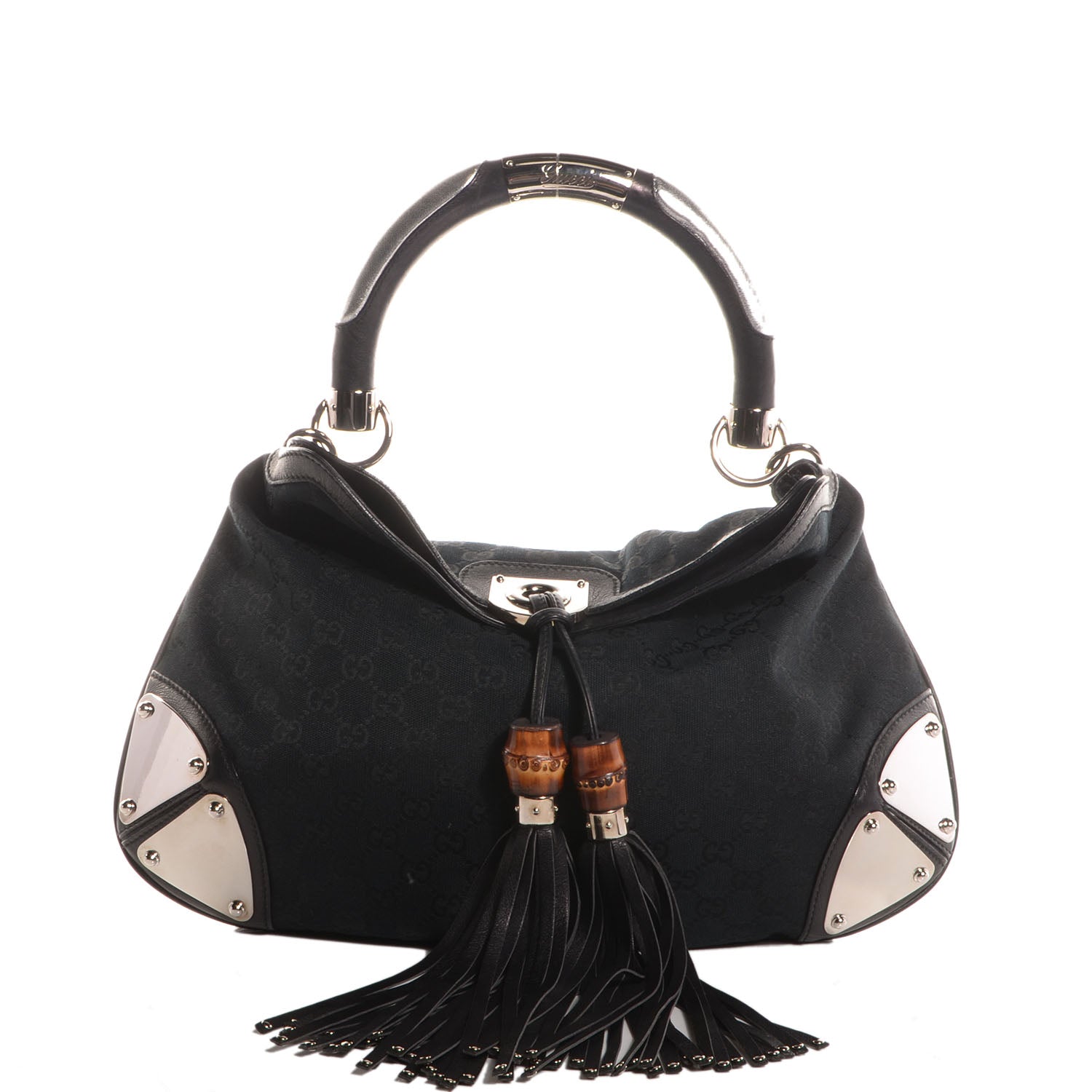 Gucci Monogram Medium Indy Top Handle Hobo Black 1 of 7