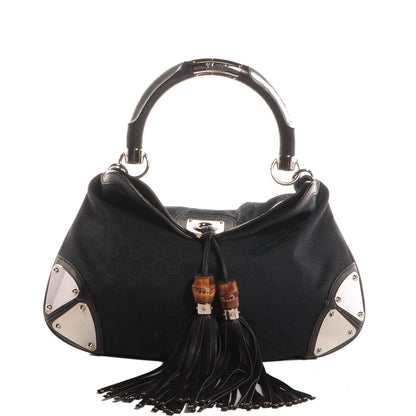 Gucci Monogram Medium Indy Top Handle Hobo Black 1 of 7