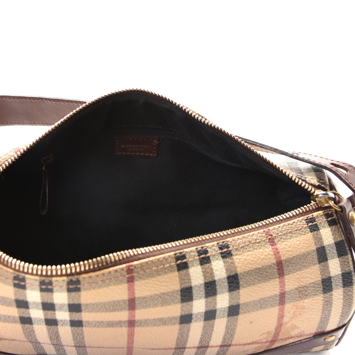 Burberry Haymarket Check Studded Barrel Bag Chocolate 5 of 9