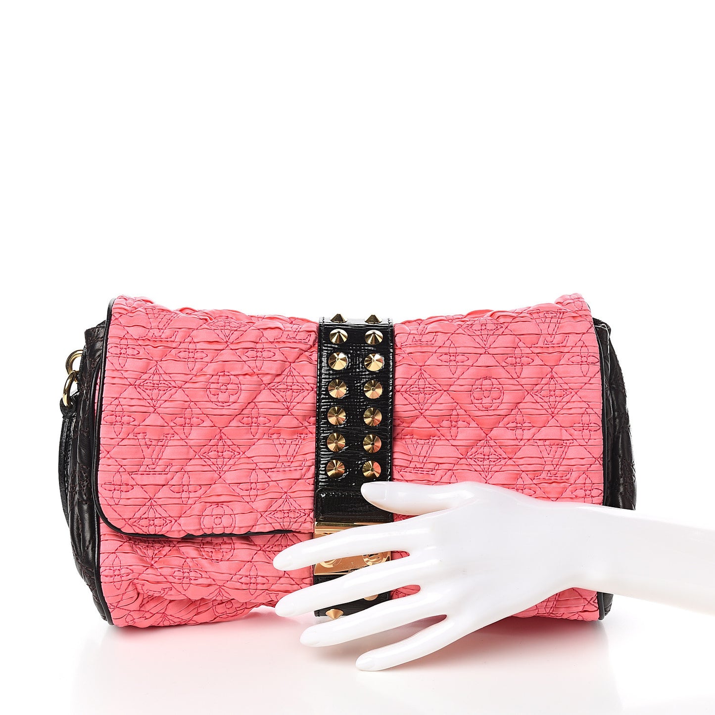 Satin Quilted Monogram Coquette Pochette Bunny Pink