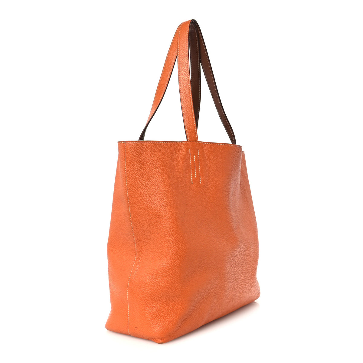 Hermes Taurillon Clemence Double Sens 45 Reversible Tote Orange Gold 4 of 21