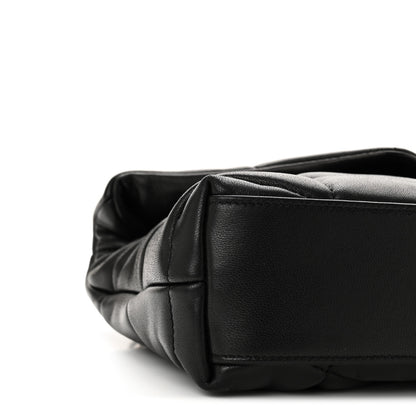 Saint Laurent Lambskin Quilted Toy Loulou Puffer Monogram Chain Satchel Black 8 of 9