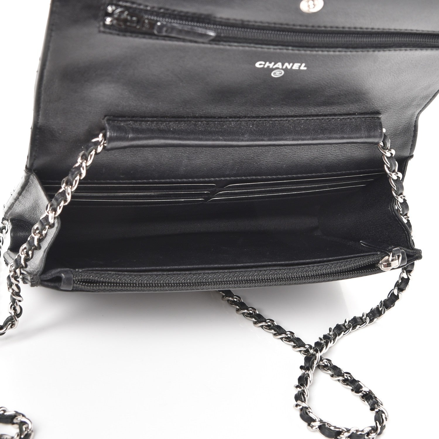 Chanel Patent Quilted Wallet On Chain WOC Black 5 of 10