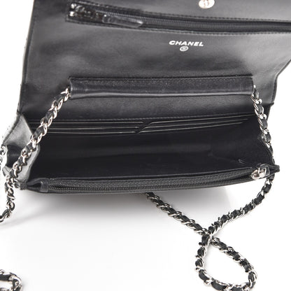 Chanel Patent Quilted Wallet On Chain WOC Black 5 of 10