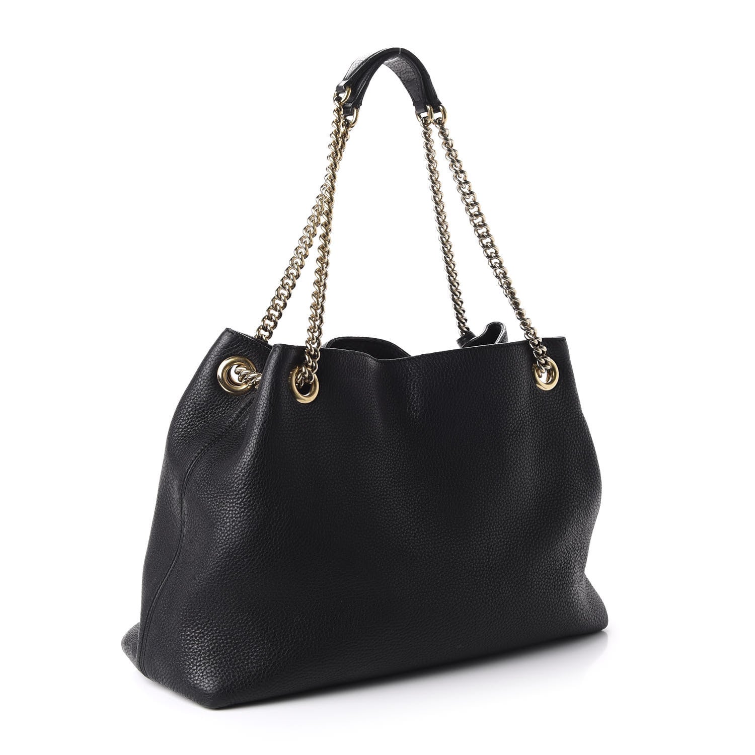 Gucci Pebbled Calfskin Medium Soho Chain Shoulder Bag Black 3 of 12