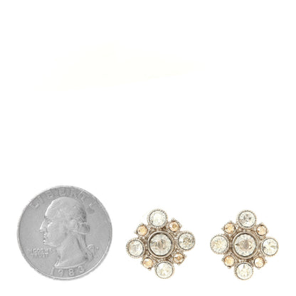 Chanel Crystal CC Flower Earrings Gold 2 of 3