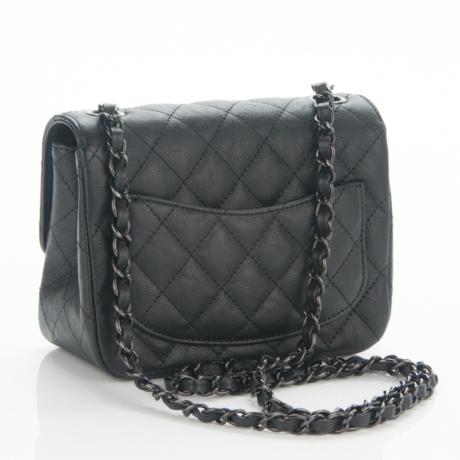 Chanel Crumpled Calfskin Quilted Mini Square Flap So Black 3 of 6
