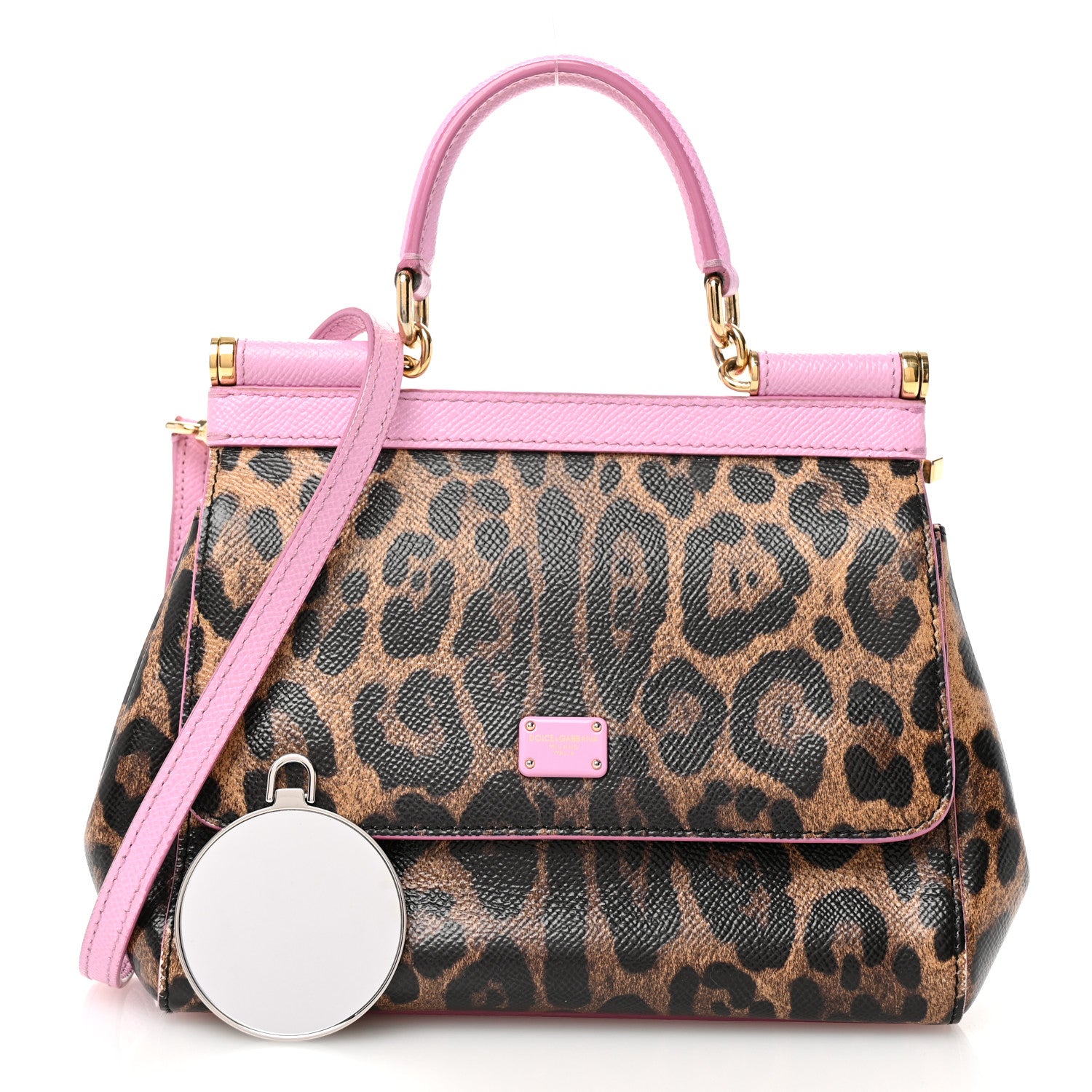 Dolce & Gabbana Dauphine Leopard Print Small Miss Sicily Satchel Pink 3 of 10