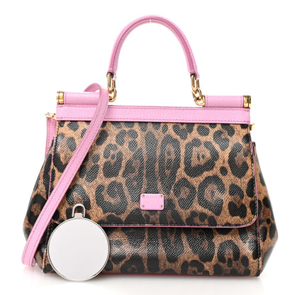 Dolce & Gabbana Dauphine Leopard Print Small Miss Sicily Satchel Pink 3 of 10