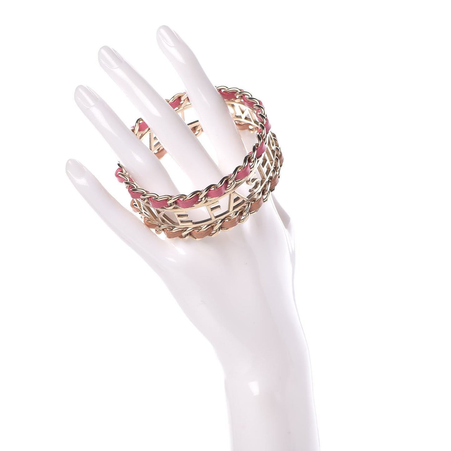 Lambskin Chain Bangle Pink Gold