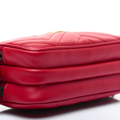Gucci Calfskin Matelasse Mini GG Marmont Chain Crossbody Bag Hibiscus Red 9 of 16