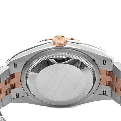 Rolex Stainless Steel 18K Everose Gold 36mm Oyster Perpetual Datejust Watch White Roman 126231 4 of 5