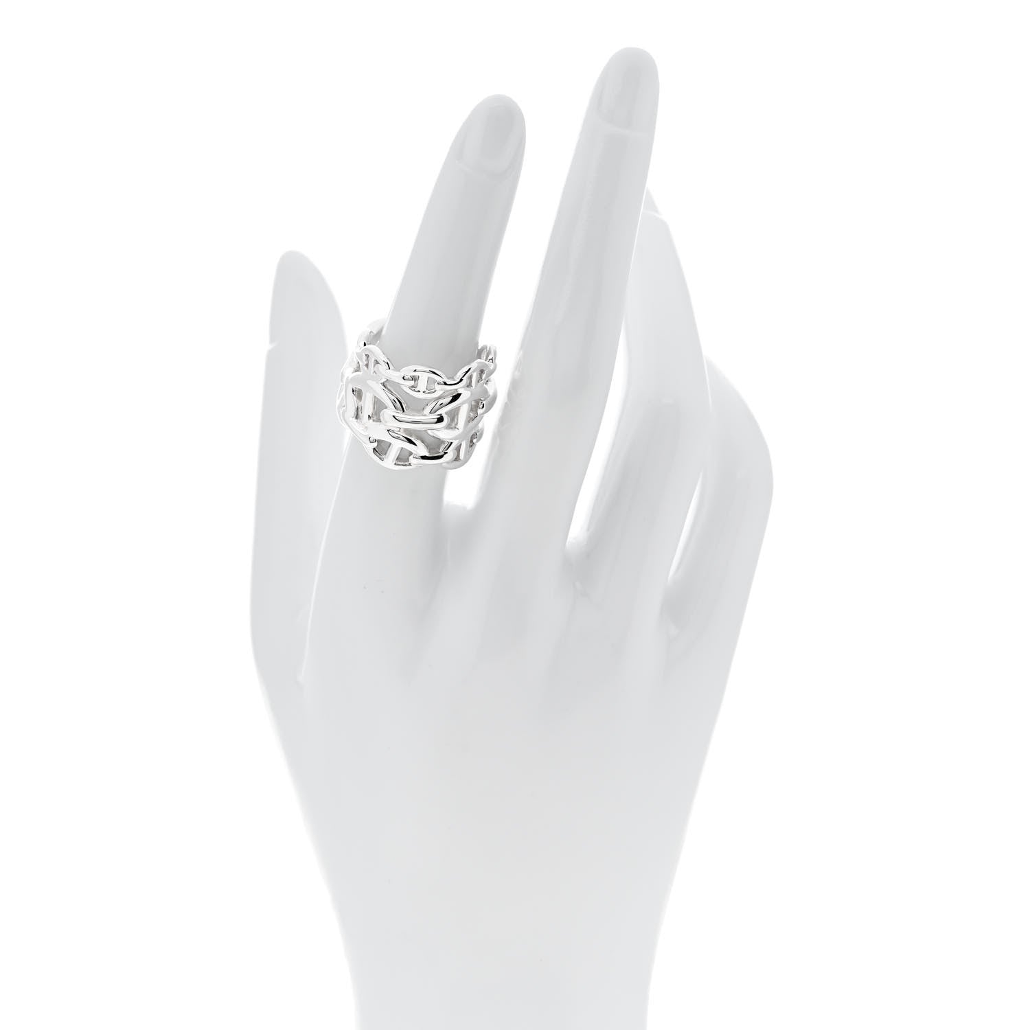Hermes Sterling Silver GM Chaine d'Ancre Enchainee Band Ring 54 7 2 of 6