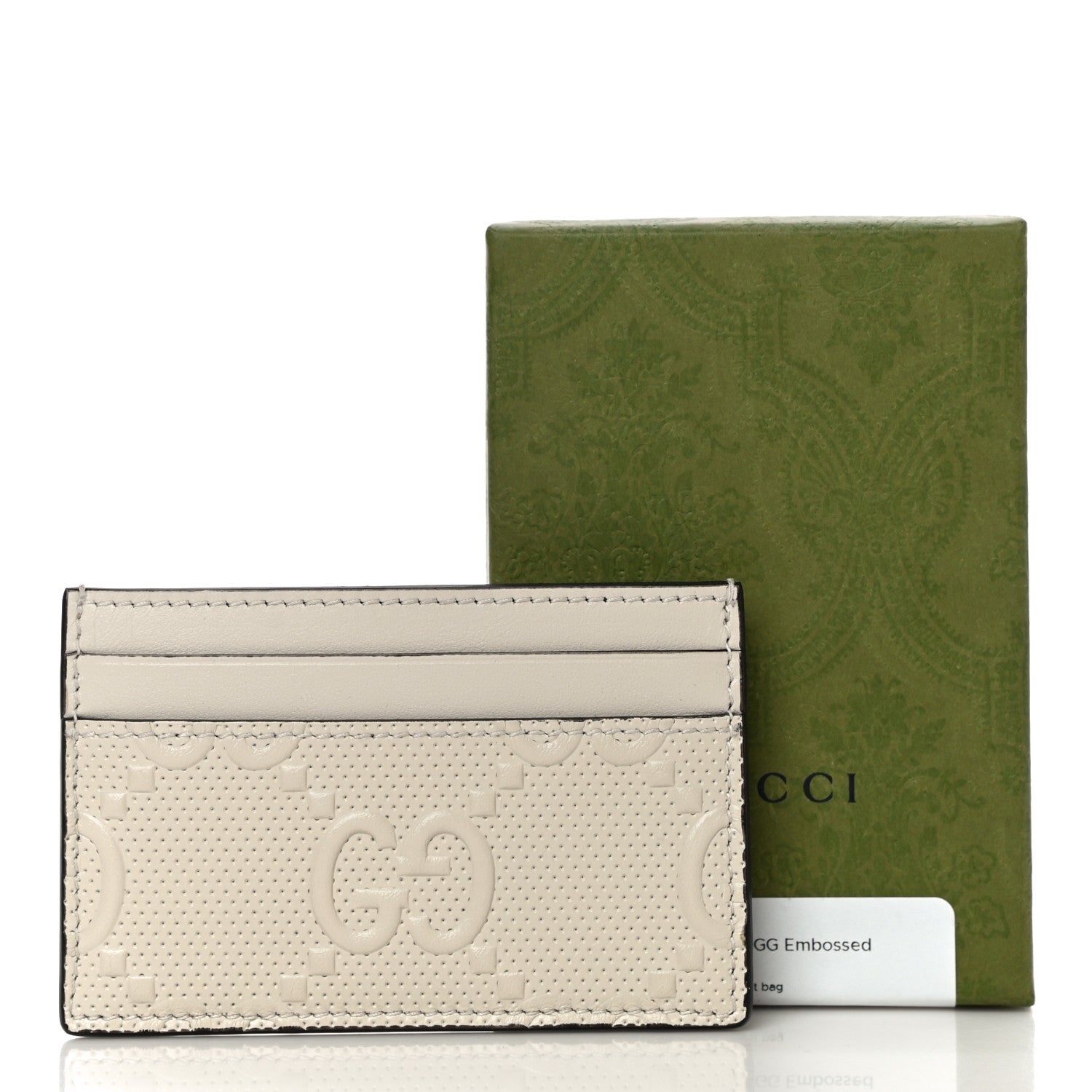 Gucci Calfskin GG Tennis Embossed Card Holder Mystic White 10 of 10