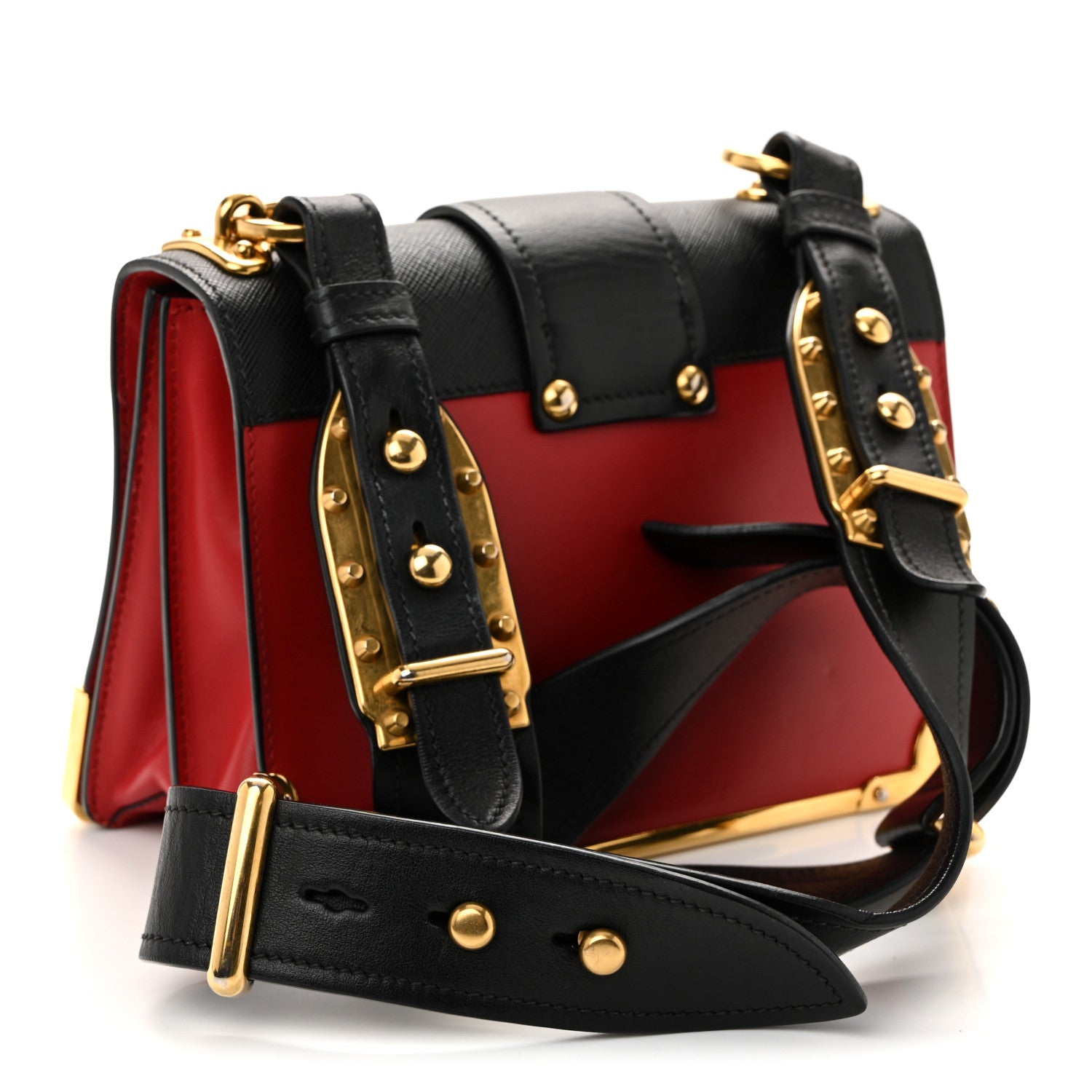 Prada City Calfskin Saffiano Cahier Bag Fuoco Black 3 of 12