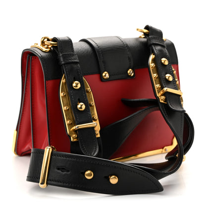 Prada City Calfskin Saffiano Cahier Bag Fuoco Black 3 of 12